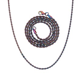 TOPGRILLZ Rainbow Rope Chain Polished Stainless Steel Solid Colorful Thin Necklace For Men Women-18