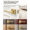 1 Pack Door Handle Golden Champagne Finish, Modern Knurled Design