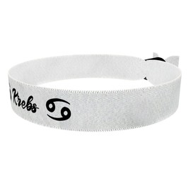Krebs Sternzeichen Text weiß - Stoffarmband aus Satin - Wasserfest & langlebig - Geschenkidee für Krebs - Astrologisches Armband - Minimalistisches Armband - Unisex Armband