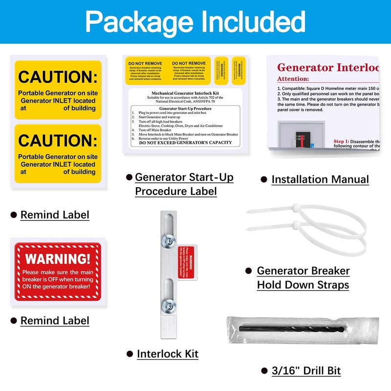 ACANORA Generator Interlock Kit for Square D QO or Homeline