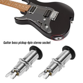 ECSiNG 2Pcs 6.35mm Stereo Barrel Jack Socket with 4 Pin Guitar Bass 1/4" Barrel Jack Cylinder Input Output Jacks Guitar Accessories Copper Silver