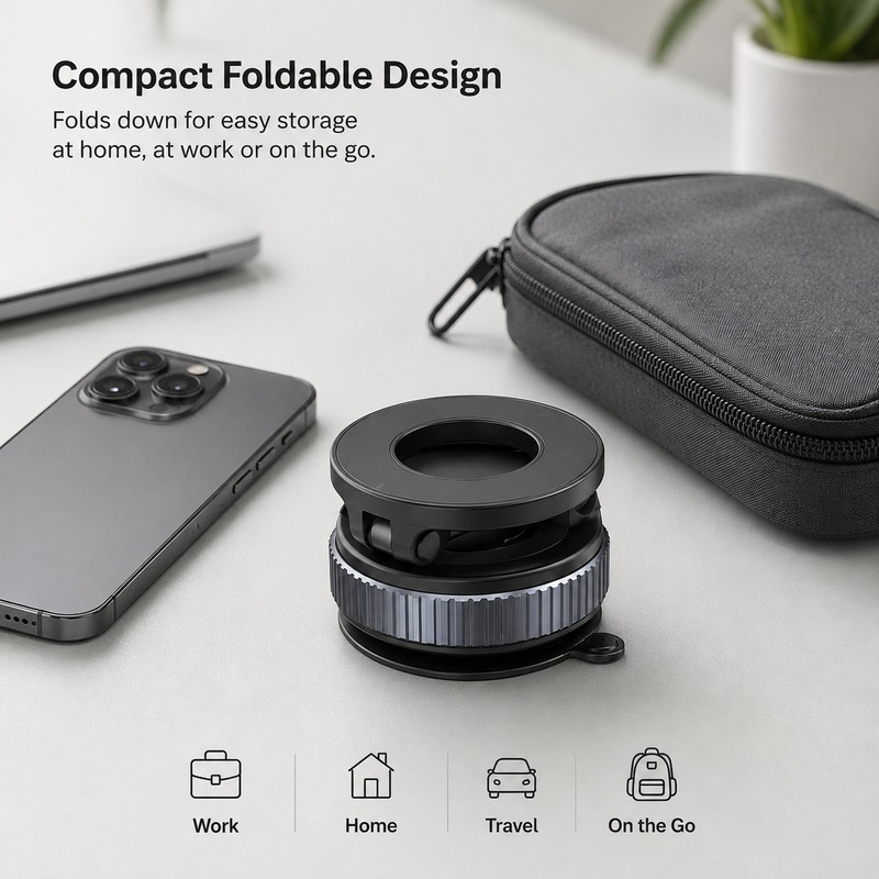 Foldable Magnetic Phone Holder with Suction Base – 360° Adjustable