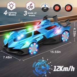 DDZOOU Lambo Remote Control Car for Boys 4-7,1:12 RC Car for Boys 8-12 with 360° Rotating, Lights, Music and Spray, 10-12km/h Lambo Racing Toys Gift for Kids Birthday. (Blue)