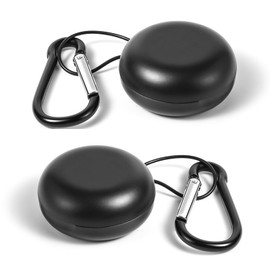 2pcs Earplug Cases, Round Potable Ear Plug Holder with Keychains, Earphones Pouch, Ear Bud Carrying Case Bag, for Business Trip, Storage Earbuds, Trinkets, Pills (Black)