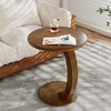 Tribesigns Round End Table, Solid Wood C-Shaped Side Table, Small