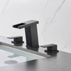 AVSIILE LED Bathroom Faucet 3 Hole, Matte Black Waterfall Bathroom