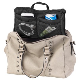 Xcase Bag Organiser: Handbag Organiser with 13 Compartments, 29 x 17 x 8 cm, Washable, Black (Organiser Bag Women, Organiser Bag, Wallet), black