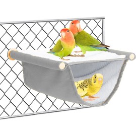 Bird Hammock Bunk Bed, Bird Nest Caves Sleeping Areas Bird Cage Accessories Bird Toy Bird Nest Bunk Bed Hanging Hammock for Budgies Cockatiel Finch Hamster Gerbil (Grey)