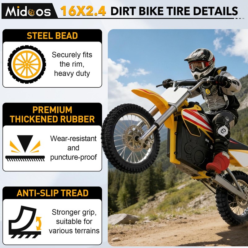 16x2.4 Bike Tire Replacement for Razor MX650 MX500 SX500 Mcgrath