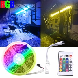 CHUSYYRAY RGB IR remote Control Interior & Exterior RV LED Camper Awning Boat Light strip