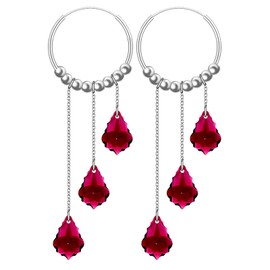 925 Sterling Silver Handmade Hoop Earrings with Austrian Crystal Petal Shape Tassels, Boho Dangle Style, strandard, Sterling Silver Crystal, austrian crystal