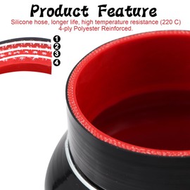 TuoLauthon Straight Black Silicone Reducer Hump Coupler ID 4 to 5 inches 4 Layers of Polyester Reinforcement Suitable High Level Turbo Pipe with 2 T-Bolt Clamps