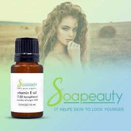 Soapeauty TOCOPHEROL T-50 VITAMIN E OIL anti-aging pure natural with GLASS DROPPER 0.5 oz