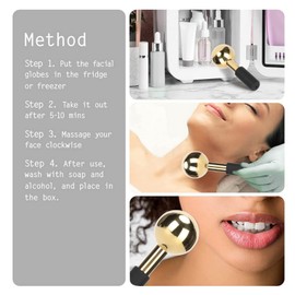 Facial Ice Globes Edelstahl Gesicht Schönheit Cryo Sticks, Eiskugeln für Gesicht, Rötungen Linderung, dunkle Kreise und Schwellungen Ice Roller Gesicht (Schwarzer Griff)
