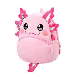 BEFUNIRISE Toddler Backpack for Boys and Girls, Cute Soft Plush Animal Cartoon Mini Backpack Little For Kids 2-6 Years (Axolotl Pink)