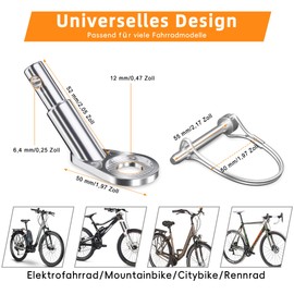 NICEDACK Bicycle Trailer Coupling, 12 mm Bicycle Tow Bar, Dog Trailer Adapter for Bicycle, Children's Trailer Bicycle Couplings, Bicycle Trailer Adapter, Bicycle Trailer Couplings, Silver