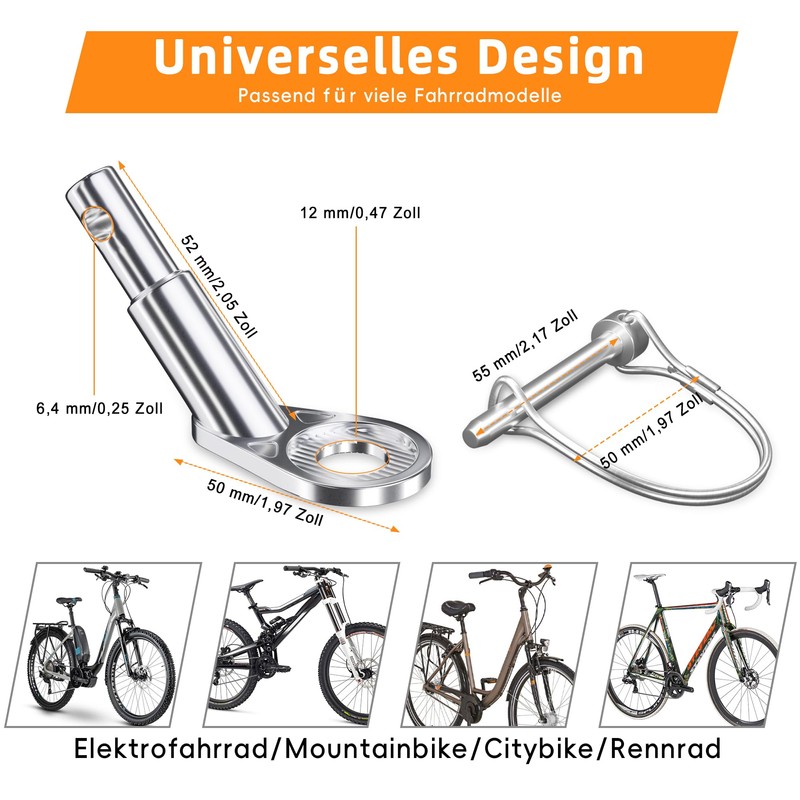 NICEDACK Bicycle Trailer Coupling, 12 mm Bicycle Tow Bar, Dog