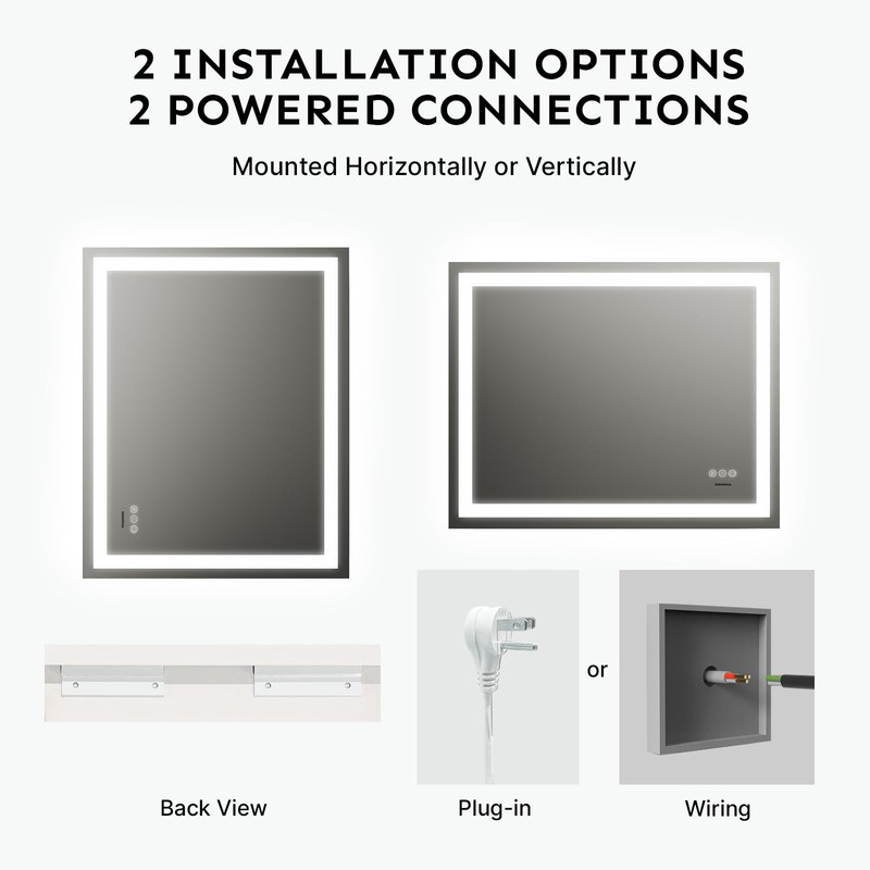 24x32 LED Bathroom Mirror with Lights – Anti-Fog, Dimmable, Backlit
