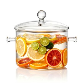 Glass Simmer Pot for Stove Top, Clear Glass Cooking Pot with Lids