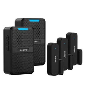 Stechro Door Chime, Wireless Door Open Contact Sensor Alarm with 600ft Range, 62 Chimes 5 Adjustable Volumes for Business/Home/Office/Stores (2 Receivers+3Sensors)