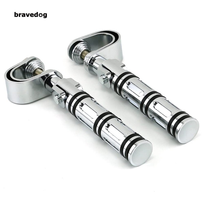 Bravedog Motorcycle Highway Foot Pegs Rest Black 25-32mm Engine Guard