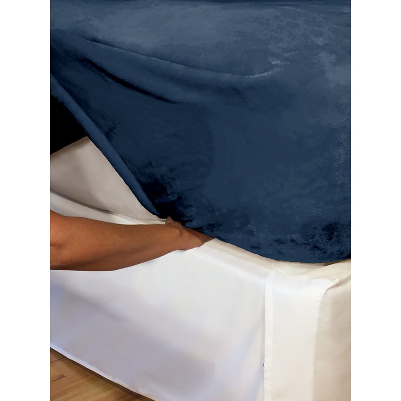 Effortless Bedding Oversized Plush Semi-Fitted Bed Blanket (King, Blue)