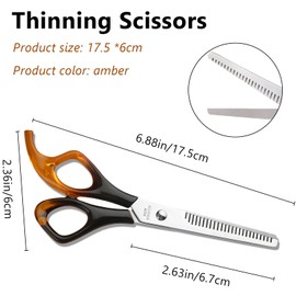 Jaasuee Professional Hairdressing Scissors Thinning Shears Kit, Barber Texturizing Salon Razor Edge Scissor, Japanese Stainless Steel, 6.88 Inch, Black, J5068