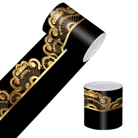 HOMETITUTE Wallpaper Border Peel and Stick Baroque Damask Texture Decorative Wall Trim Self Adhesive Border for Walls Mirror Frame Accent Strip for Bedroom Bathroom Kitchen Living Room 4x196 Inch