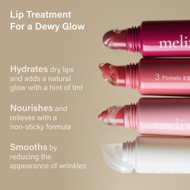 Melixir Vegan Lip Treatment, Sheer Tinted Lip Balm for Instant Hydration & Shine, Moisturizing Lip Gloss, Infused with Vegan Collagen & Jojoba Oil, Cruelty-Free, Korean Skincare-4 Berry(0.5oz)