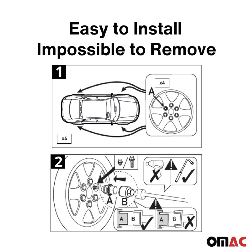 OMAC Wheel Lock Kit for Alfa Romeo Giulietta 2011-2021 M12X1,25