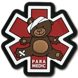 M-Tac - Parche médico de PVC con cruz – Insignia de moral para equipo militar militar médico con cierre de gancho (café/negro)