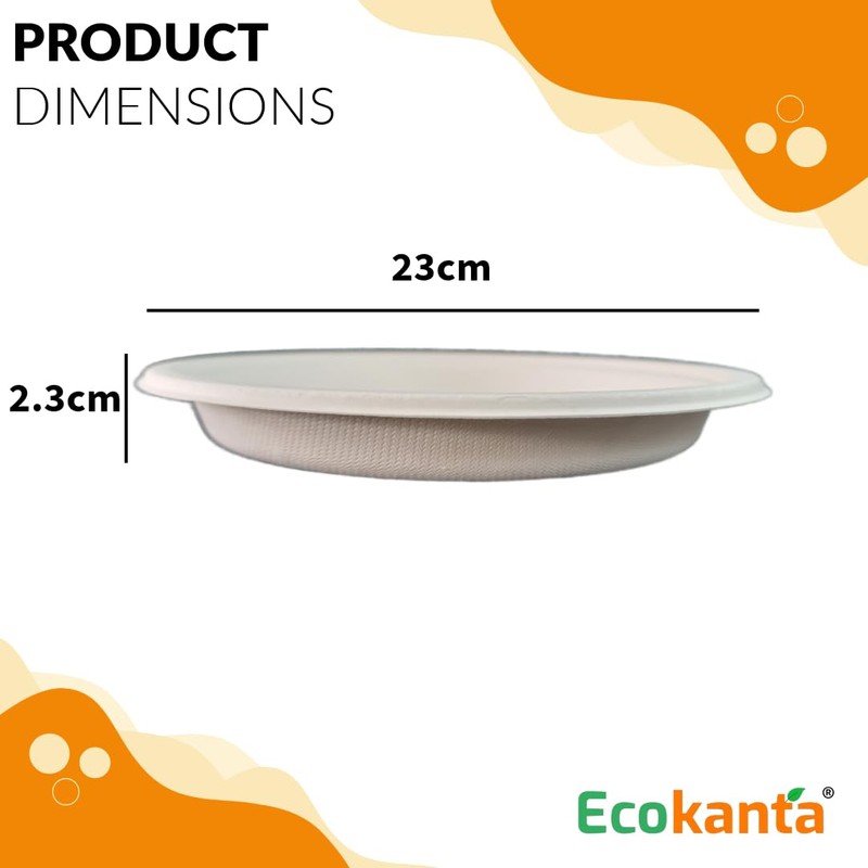 Ecokanta Paper Plates (9 Inch / 25 Pack) - Heavy