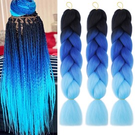 Jumbo Box Braiding Hair Extensions 24 Inch Colored Braiding Hair 3 Packs Ombre Twist Crochet Braids Hair Extension for Women High Temperature Synthetic Fiber(24",C9)