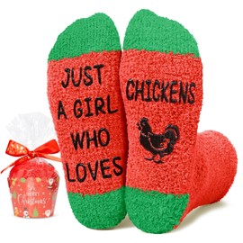HAPPYPOP Funny Christmas Socks for Women - Chicken Stocking Stuffers Socks Crazy Chicken Lady Gifts