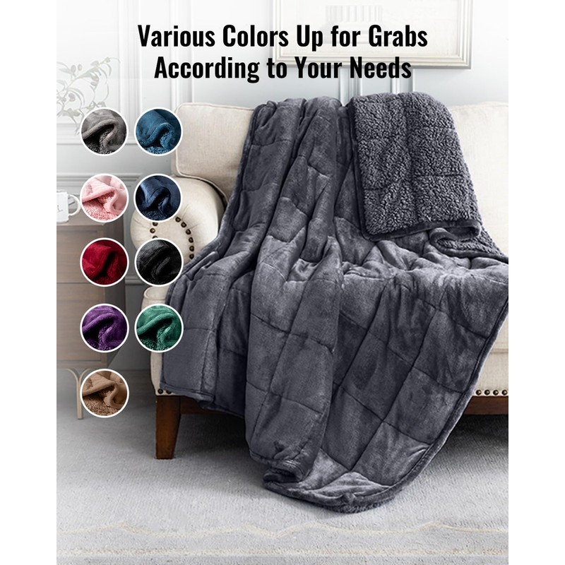 Uttermara Weighted Blanket Queen Size 20lbs for Adults, Sherpa Fleece