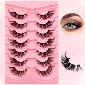 7 Paare 3D Falsche Wimpern Katzenauge, Cat-Eye Natürliche Künstliche Wimpern Extensions Set, Fox Eye Artificial Künstliche Wimpern Natürlich Look, Angel Winged Fake Lashes Faux Mink Wimpern(FXD2)