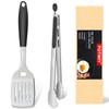 POTWIY Grill Tools Set with Metal Grill Spatula and Tongs,