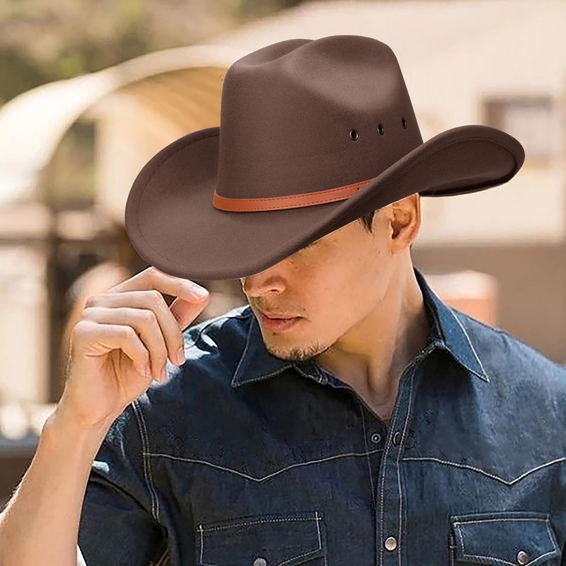 AQOKKA Western Cowboy Hats for Women Classic Felt Wide Brim