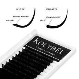 KOLYBEL Ellipse Flat Eyelash Extensions Supplies Classic Individual Lash Extensions 0.2 DD Curl 8-15 Mixed Tray Matte Black Mink Lash Extension Soft and Lightweight Flat Lashes (0.2-DD-8-15,Flat)
