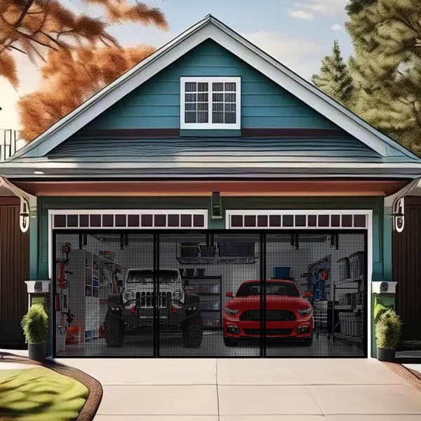 Premium Garage Door Screen for 2 Car Garage 20x7ft, Heavy