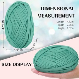 2 PCS T-Shirt Yarn Elastic Fabric Crochet Cloth Yarn for DIY Knitting, Spaghetti Yarn Thick Knitting Yarn for Hand DIY Bag Blanket Cushion Crocheting Projects,Home Decor(Mint Green)