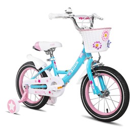 JOYSTAR British 14 Inch Girls Bike with Training Wheels for 3 4 5 Years Old Kids Bike with for Early Rider Birthday Gift Blue