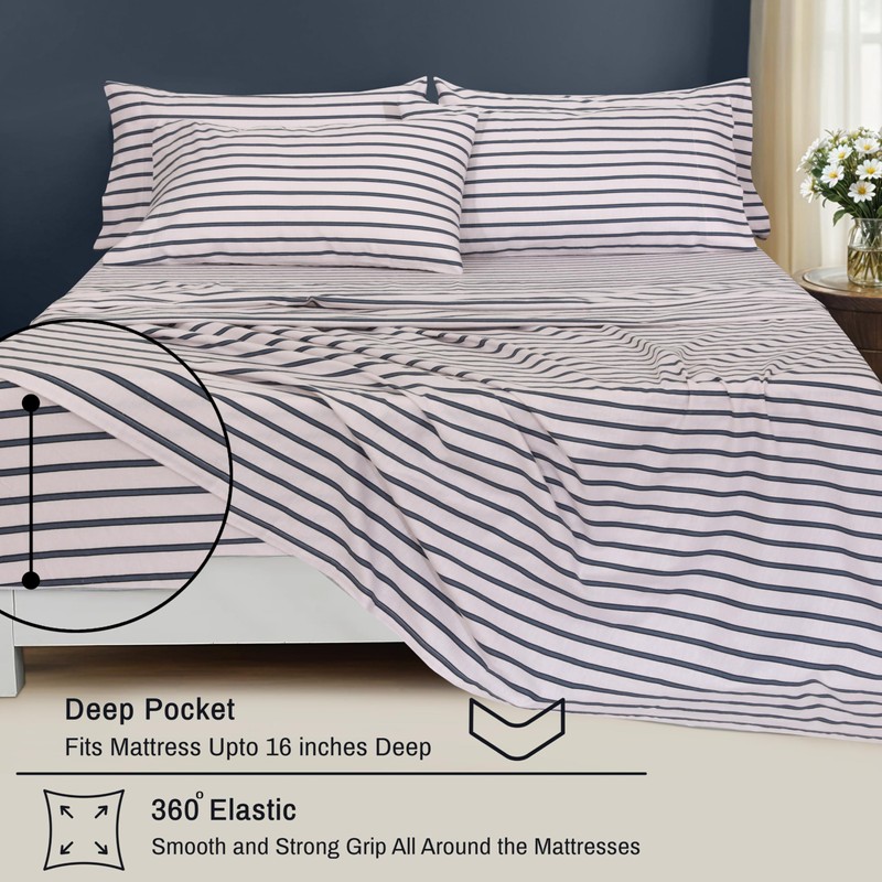 RUVANTI Flannel Sheets Full Size 6 Pcs - 100% Cotton