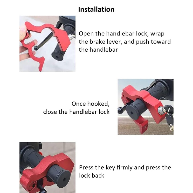 Greluma 1 x Robust Motorcycle Lock, Anti-Theft, Adjustable Bicycle Handlebar