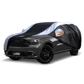 Dodge Durango Car Cover Waterproof All Weather with Silver Strip Design, Custom Fit for Dodge Durango 2005–2025, Durango Accessory with Door Zipper & Windproof Straps