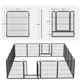 NeuType 16 Panels Garden Fence 32in(H)×36ft(L) Garden Border Fencing Metal Fence Panels Decorative Garden Fencing for Dogs Animal Barrier Border Animal Barrier Outdoor for Patio,Black