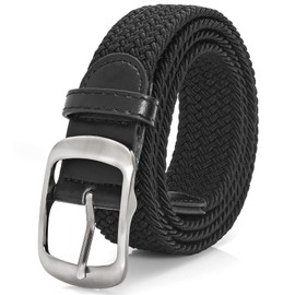 XZQTIVE Fabric Belt Stretch Belt Elastic Braided Belt Elastic Stretchy Belt for Men and Women, 4-Black