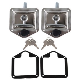 TJHSM 2 Trailer Door La-tch Folding T-Handle Lock Stainless Steel Keys for Camper RV Truck Toolbox