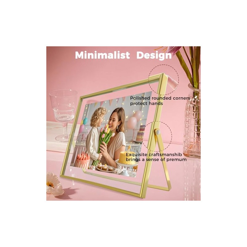 Gold Floating Frame, 8"x10", Horizontal, 2 Conjunto, Para Imagen 7x9,
