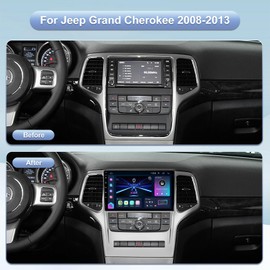 5GWiFi Upgrade Car Stereo Radio for Jeep Grand Cherokee 2008 2009 2010 2012 2013- Wireless Carplay and Android Auto GPS Navigation - 4GB+32GB 9 inch Touchscreen Bluetooth RDS FM SWC